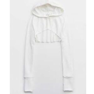 Aerie White Cropped Hoodie